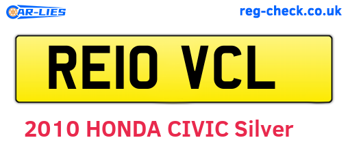 RE10VCL are the vehicle registration plates.