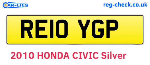 RE10YGP are the vehicle registration plates.