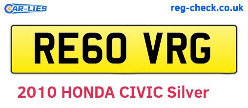 RE60VRG are the vehicle registration plates.