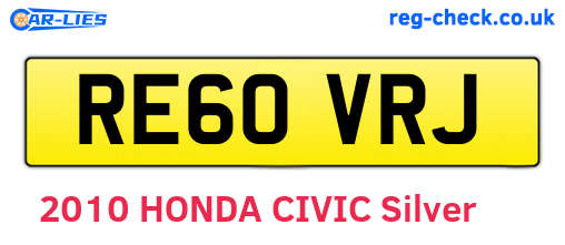 RE60VRJ are the vehicle registration plates.
