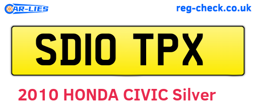 SD10TPX are the vehicle registration plates.