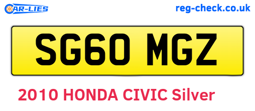 SG60MGZ are the vehicle registration plates.