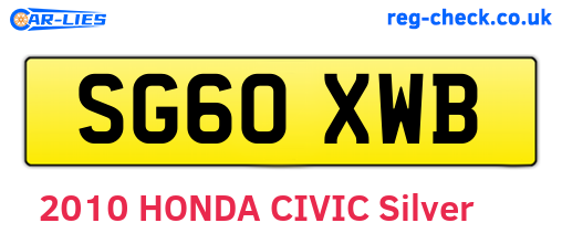 SG60XWB are the vehicle registration plates.