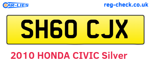 SH60CJX are the vehicle registration plates.
