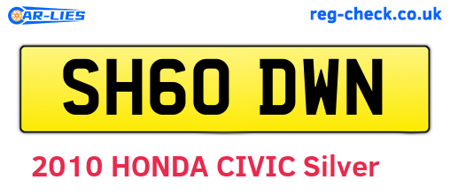 SH60DWN are the vehicle registration plates.