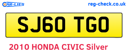 SJ60TGO are the vehicle registration plates.