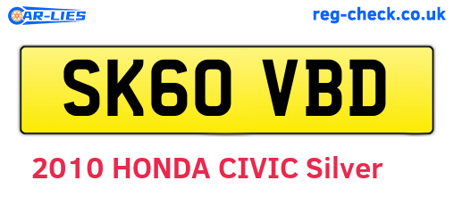 SK60VBD are the vehicle registration plates.
