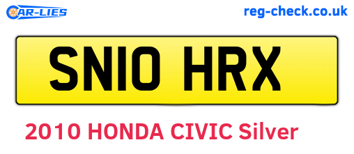 SN10HRX are the vehicle registration plates.