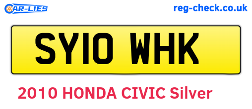 SY10WHK are the vehicle registration plates.