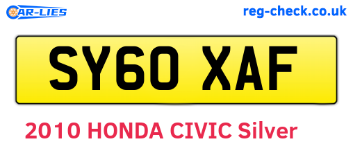 SY60XAF are the vehicle registration plates.