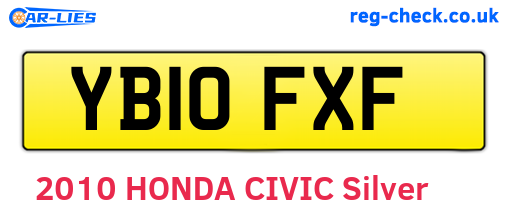 YB10FXF are the vehicle registration plates.
