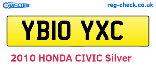 YB10YXC are the vehicle registration plates.