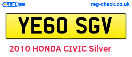 YE60SGV are the vehicle registration plates.
