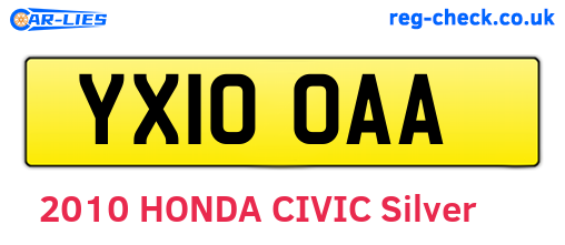 YX10OAA are the vehicle registration plates.