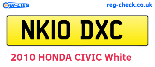NK10DXC are the vehicle registration plates.