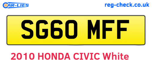 SG60MFF are the vehicle registration plates.