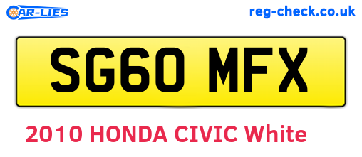SG60MFX are the vehicle registration plates.