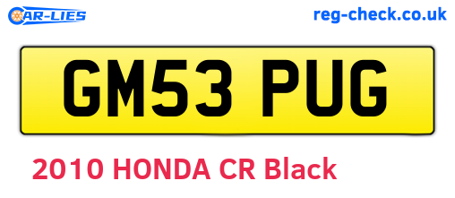GM53PUG are the vehicle registration plates.