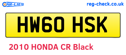 HW60HSK are the vehicle registration plates.