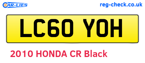 LC60YOH are the vehicle registration plates.