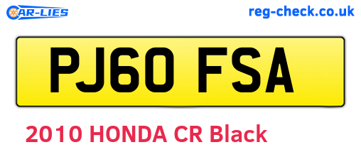 PJ60FSA are the vehicle registration plates.