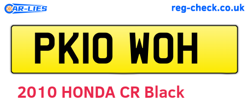 PK10WOH are the vehicle registration plates.