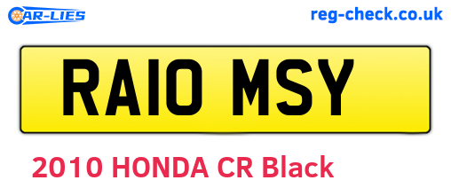 RA10MSY are the vehicle registration plates.