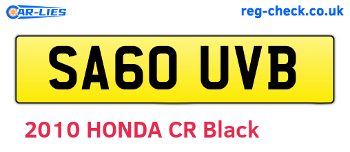 SA60UVB are the vehicle registration plates.