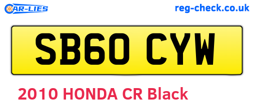 SB60CYW are the vehicle registration plates.