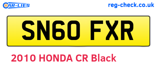 SN60FXR are the vehicle registration plates.