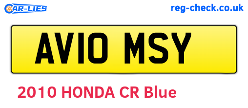 AV10MSY are the vehicle registration plates.