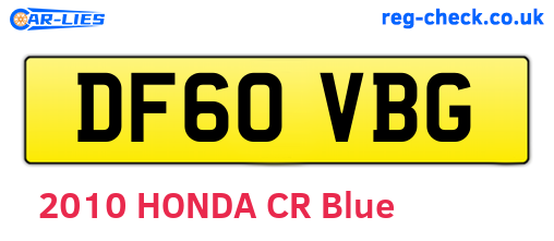 DF60VBG are the vehicle registration plates.