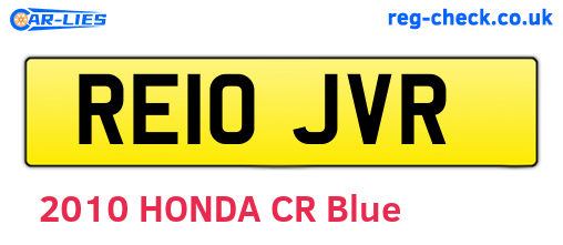 RE10JVR are the vehicle registration plates.