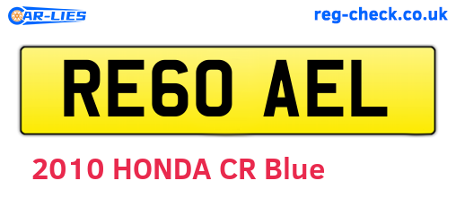 RE60AEL are the vehicle registration plates.