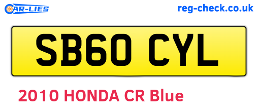 SB60CYL are the vehicle registration plates.