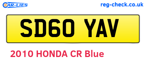 SD60YAV are the vehicle registration plates.