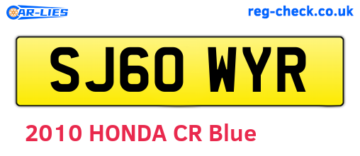 SJ60WYR are the vehicle registration plates.