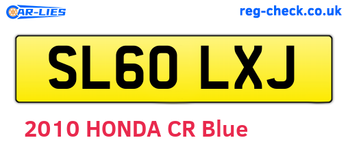 SL60LXJ are the vehicle registration plates.