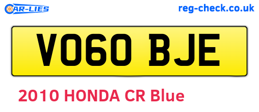 VO60BJE are the vehicle registration plates.