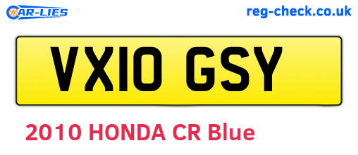 VX10GSY are the vehicle registration plates.