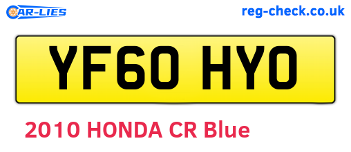 YF60HYO are the vehicle registration plates.