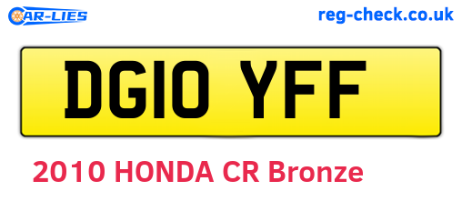 DG10YFF are the vehicle registration plates.