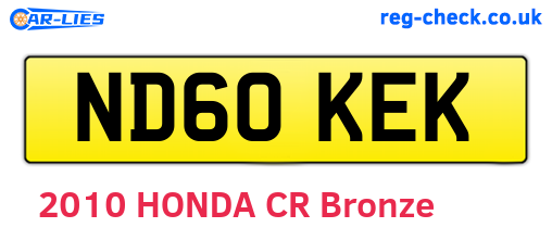 ND60KEK are the vehicle registration plates.