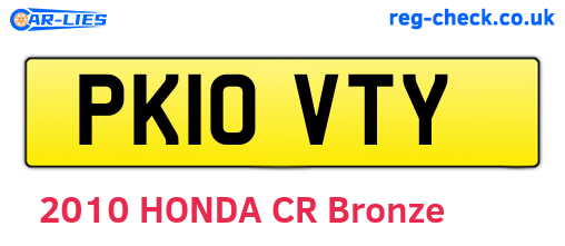 PK10VTY are the vehicle registration plates.