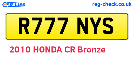 R777NYS are the vehicle registration plates.