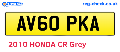 AV60PKA are the vehicle registration plates.