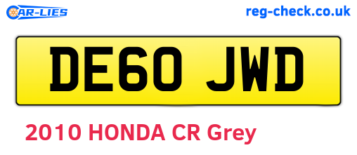 DE60JWD are the vehicle registration plates.