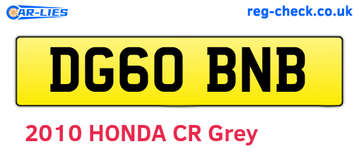 DG60BNB are the vehicle registration plates.
