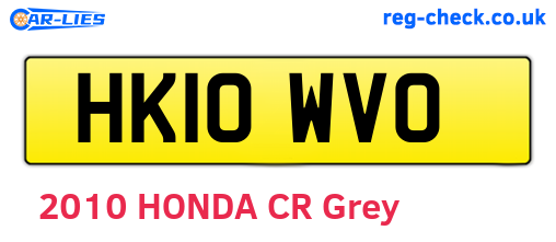 HK10WVO are the vehicle registration plates.