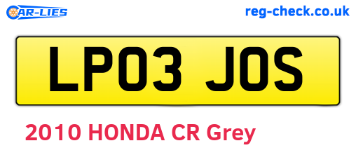 LP03JOS are the vehicle registration plates.